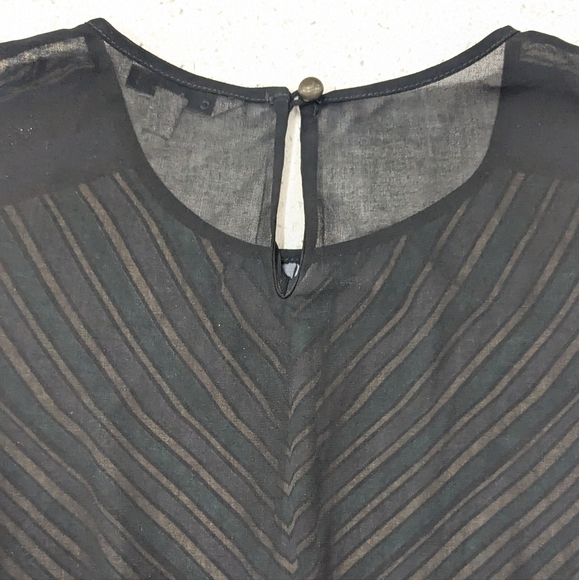 CAbi Gray Tan Animal Print Striped Chiffon Tank Top Blouse Sheer Lightweight S - Picture 5 of 8